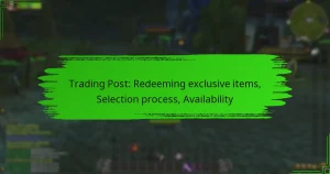 Trading Post: Redeeming exclusive items, Selection process, Availability